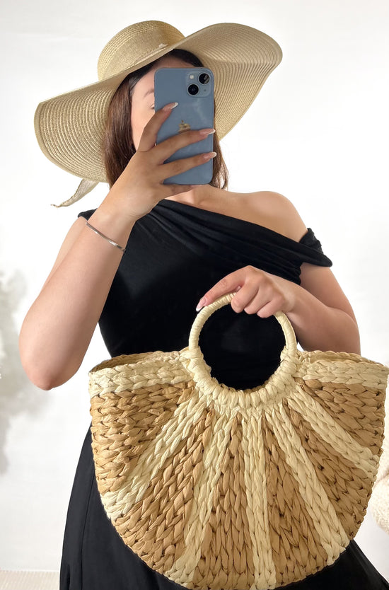 Panier tressé bicolore
